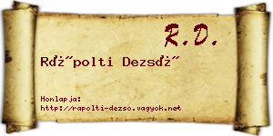 Rápolti Dezső névjegykártya